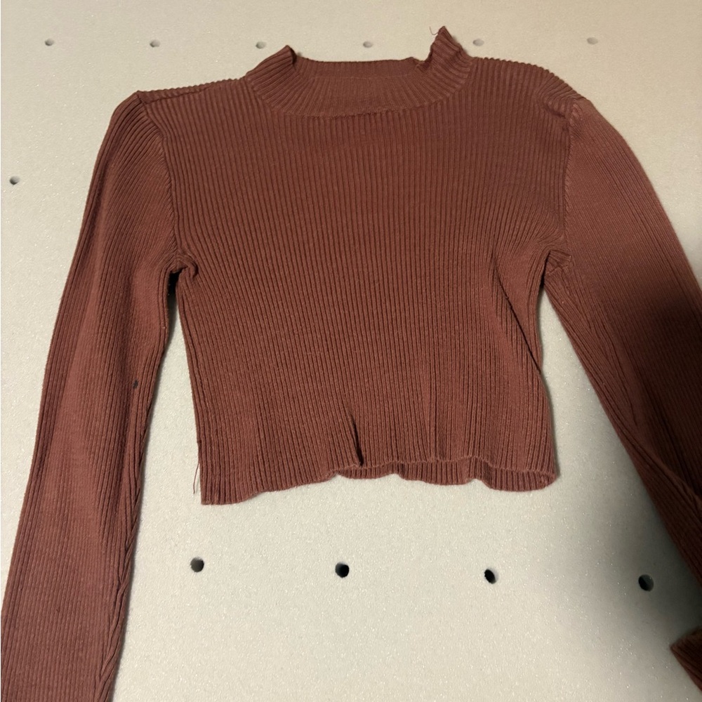 Pacsun -Ribbed Brown Long Sleeve Sweater Top